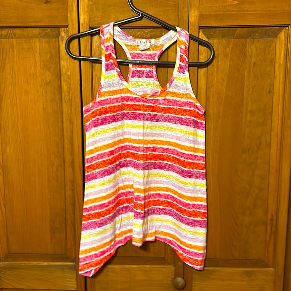Women’s Juniors Racer Back Burnout Striped Tank Top